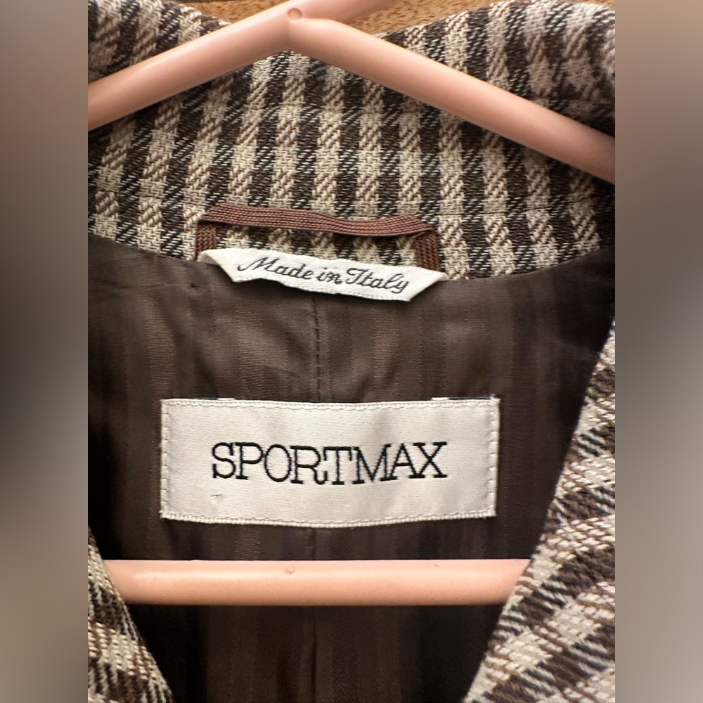 Sportmax Size 4 Brown/Neutrals Plaid Double Breasted Blazer - Picture 3 of 9